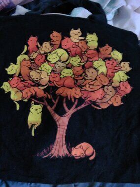 Doble Sided Cat theme 1 Pocket 15" Tote Bag/Purse-Handmade